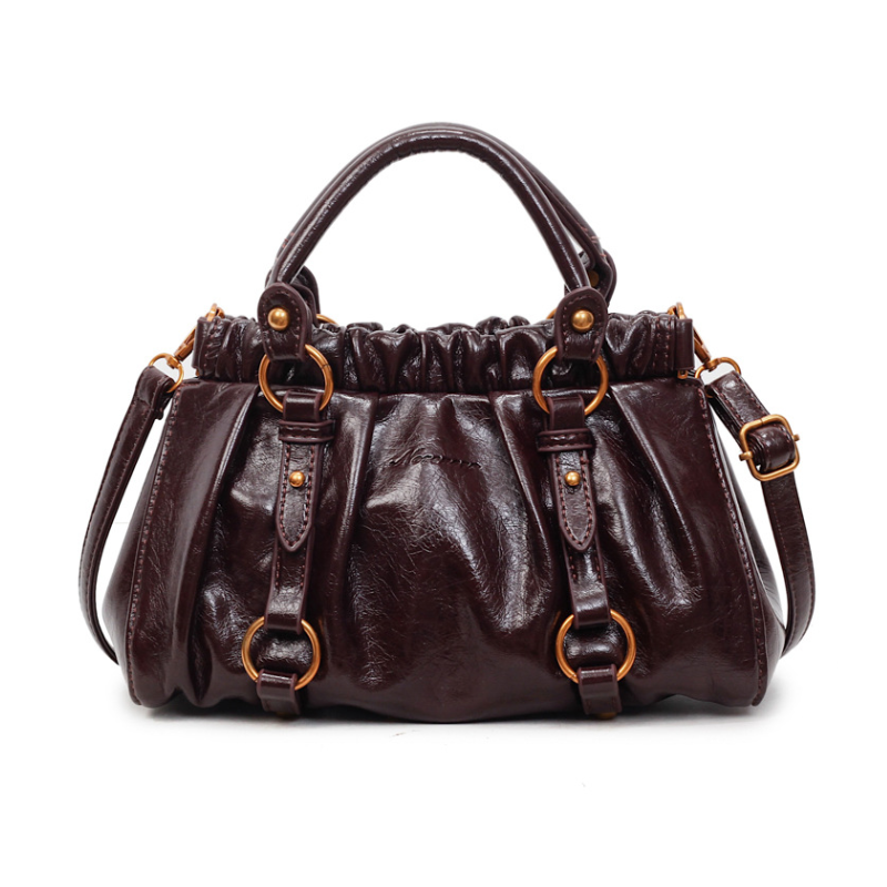 Vintage Ruched Leather Handbag