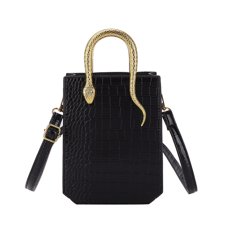 Elegant Crocodile Pattern Shiny Handbag