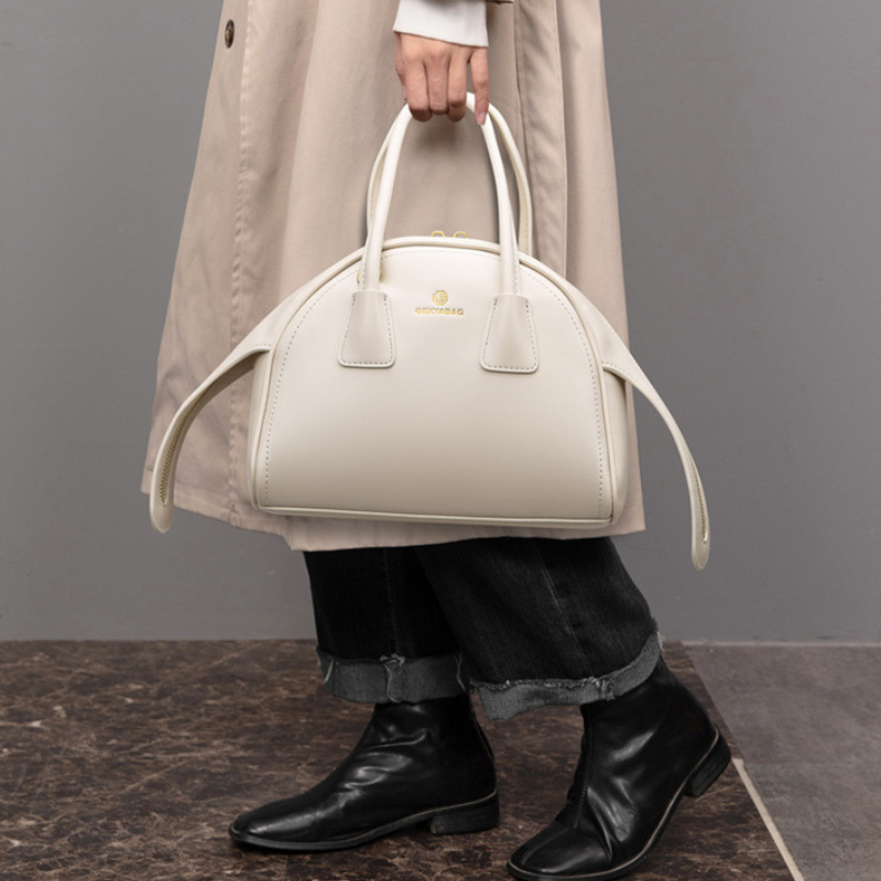 Elegant Semi-Circle Textured Small Handbag