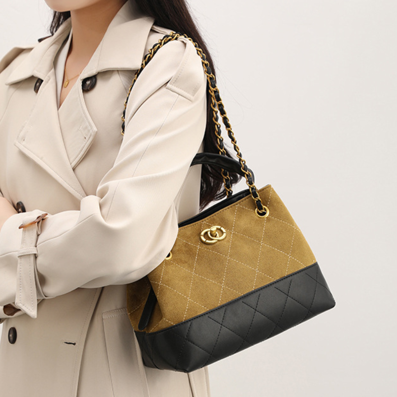 High-End Suede Chain Bucket Bag