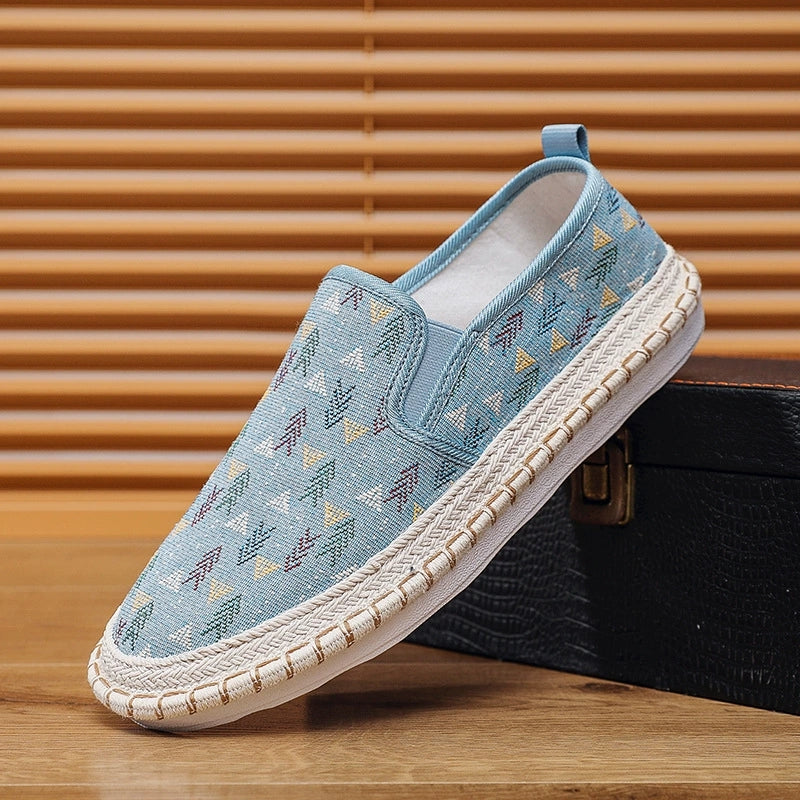 Men's Artistic Patterned Slip-On Canvas Loafers
