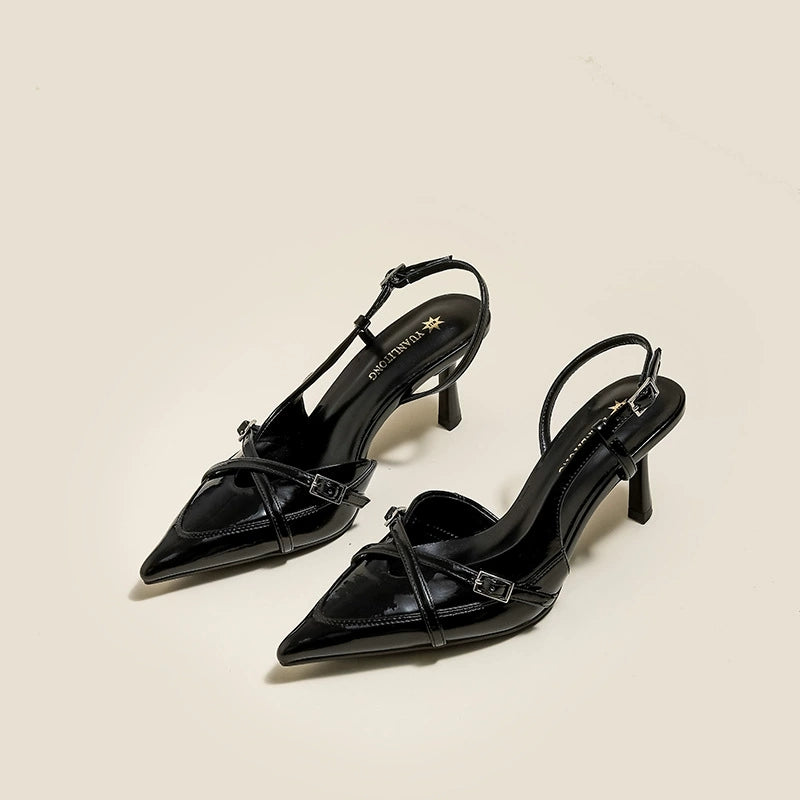 Women Elegant Pointed-Toe Slingback Heels