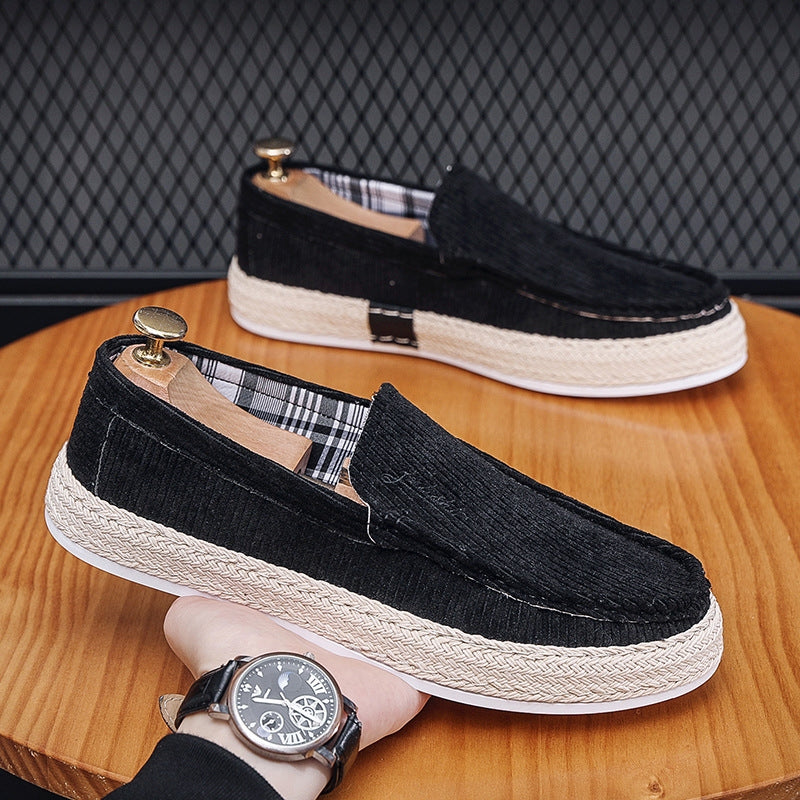 Men's Professional Corduroy Braided Slip-On Loafers