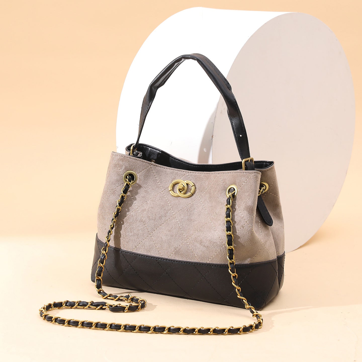 High-End Suede Chain Bucket Bag