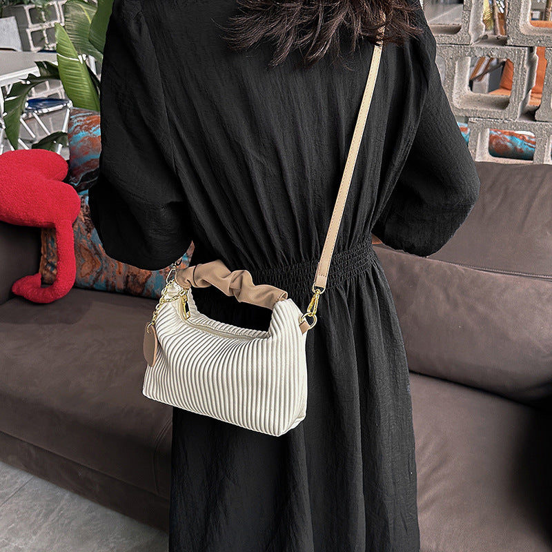 Retro Pleated Small Square Shoulder Crossbody Bag