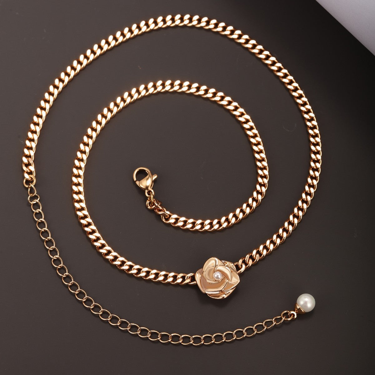 Camelia Cuban Chain Necklace