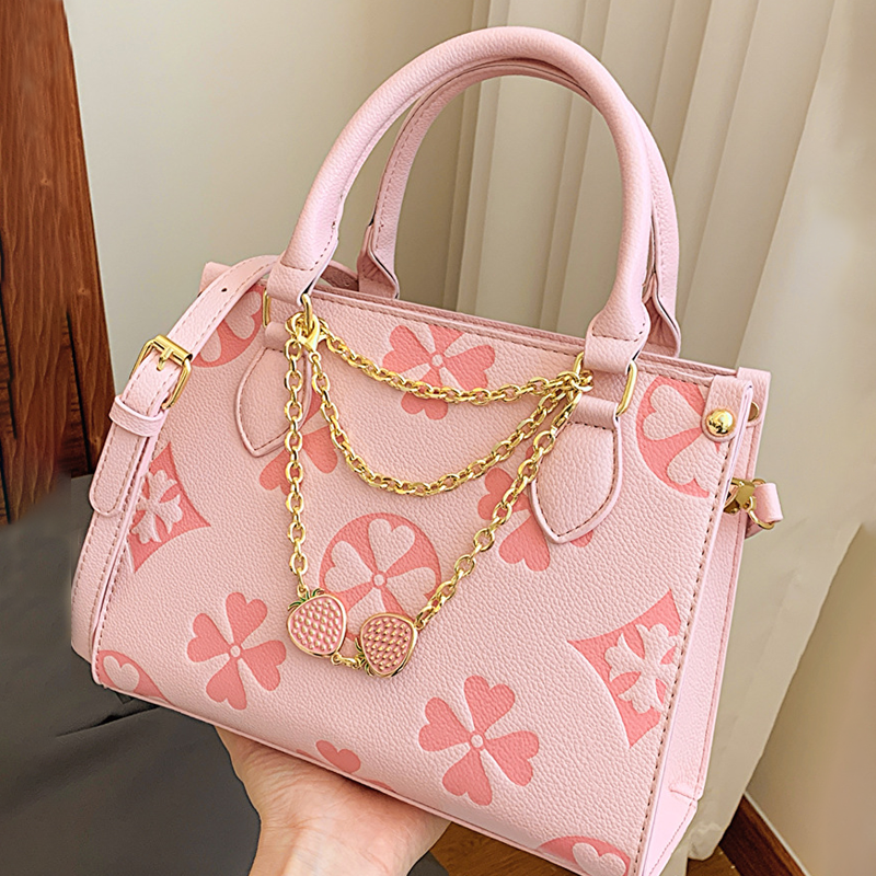 Retro Chain Print PVC Small Square Shoulder Tote