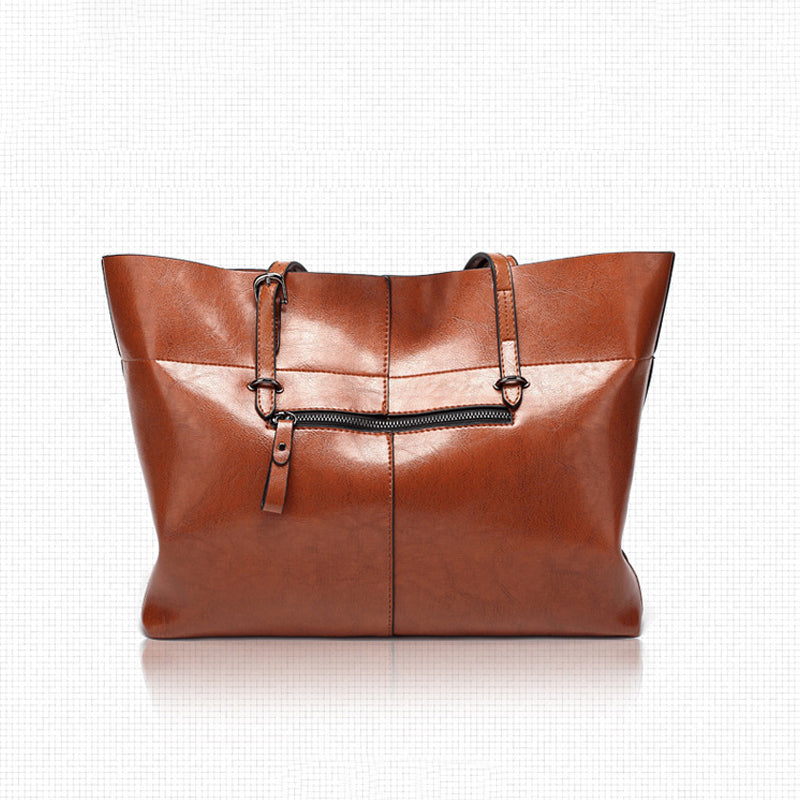 Simple Elegant Large Capacity PU Leather Tote Handbag