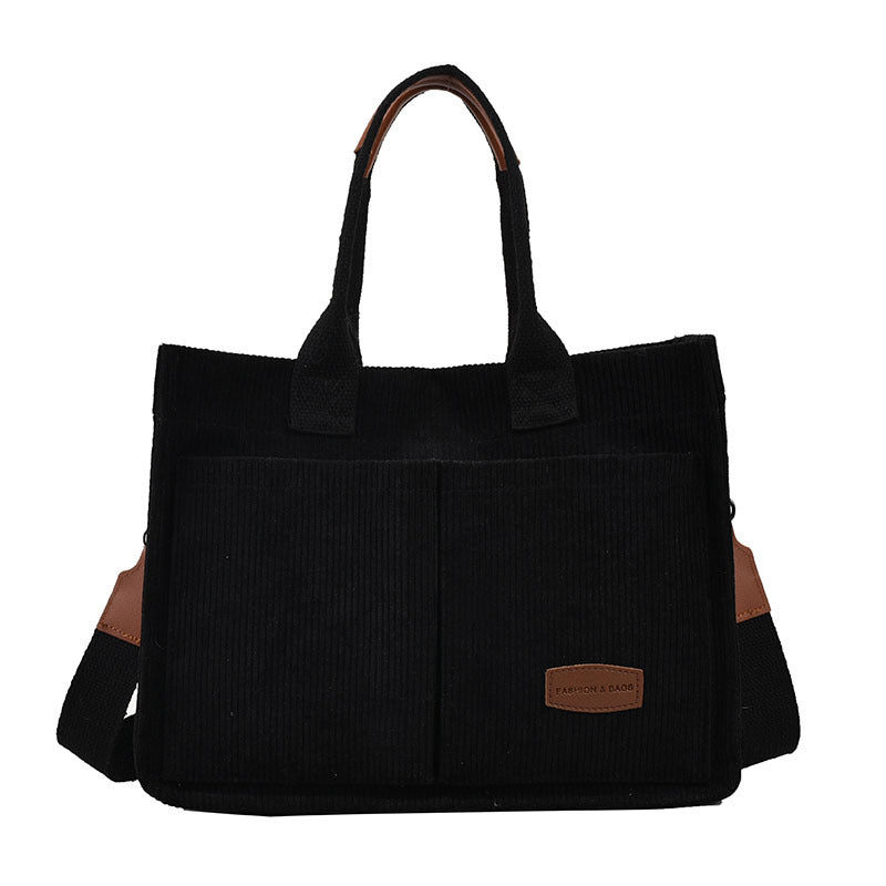 Corduroy Multi Pocket Canvas Crossbody Tote