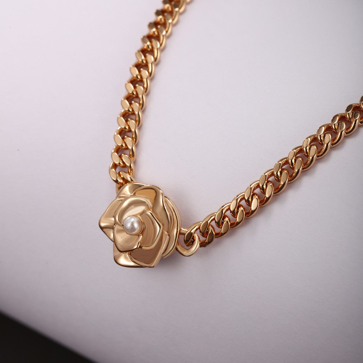 Camelia Cuban Chain Necklace