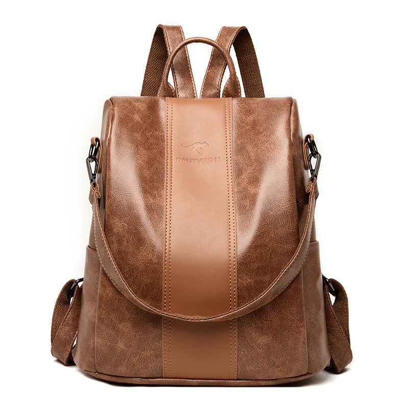 Soft Leather Simple School & Travel Backpack