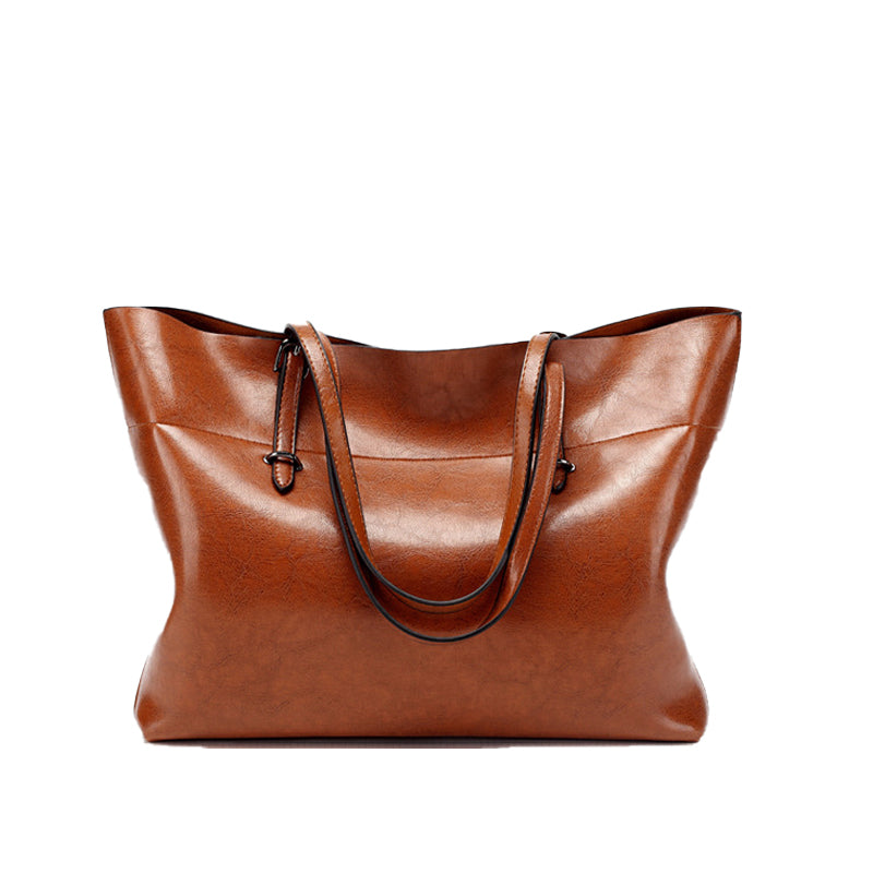 Simple Elegant Large Capacity PU Leather Tote Handbag