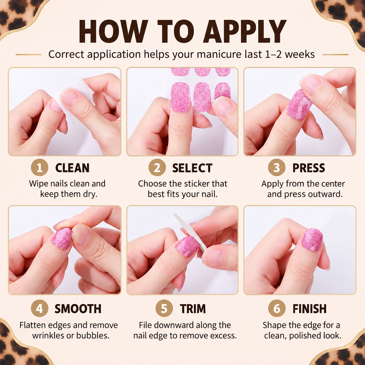 Glossy Tortoiseshell Leopard Nail Stickers