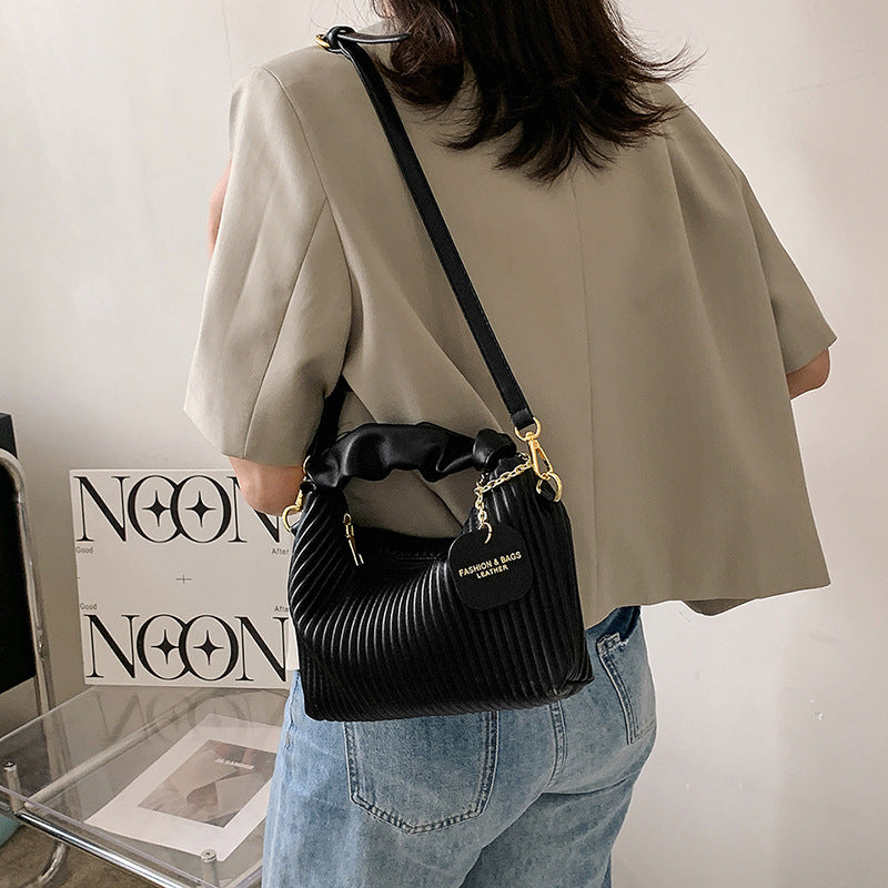Retro Pleated Small Square Shoulder Crossbody Bag