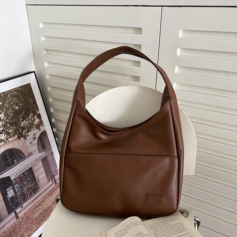 Retro Casual PU Leather Large Capacity Commuter Shoulder Bag