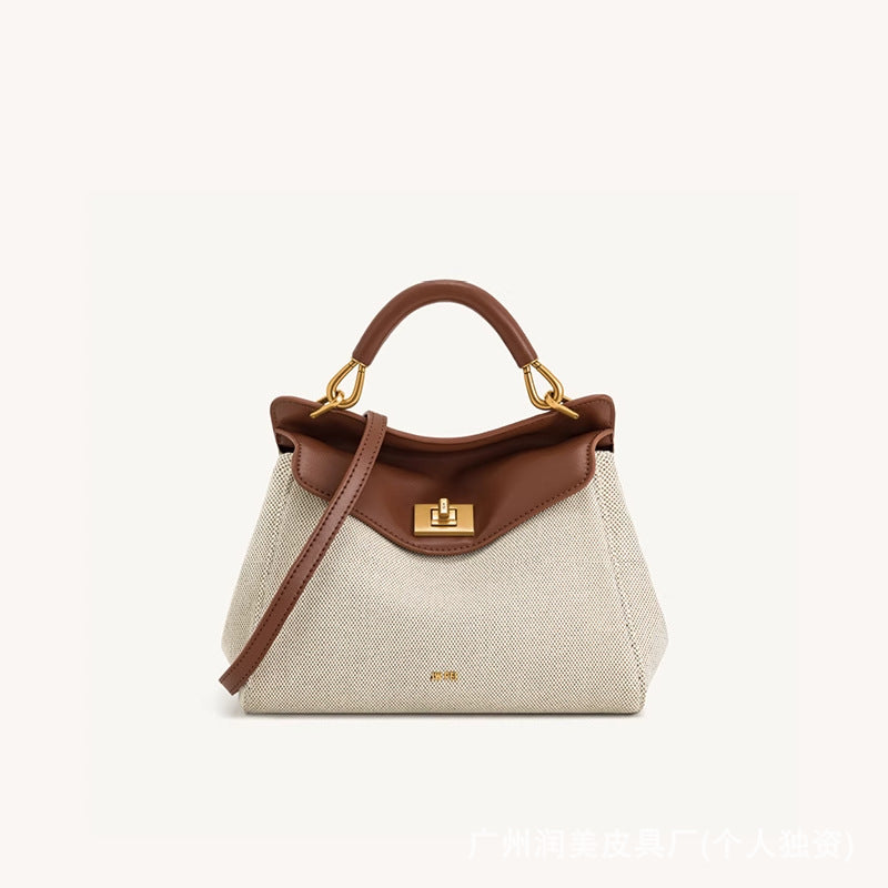 Lucia Genuine Leather Lock Handbag