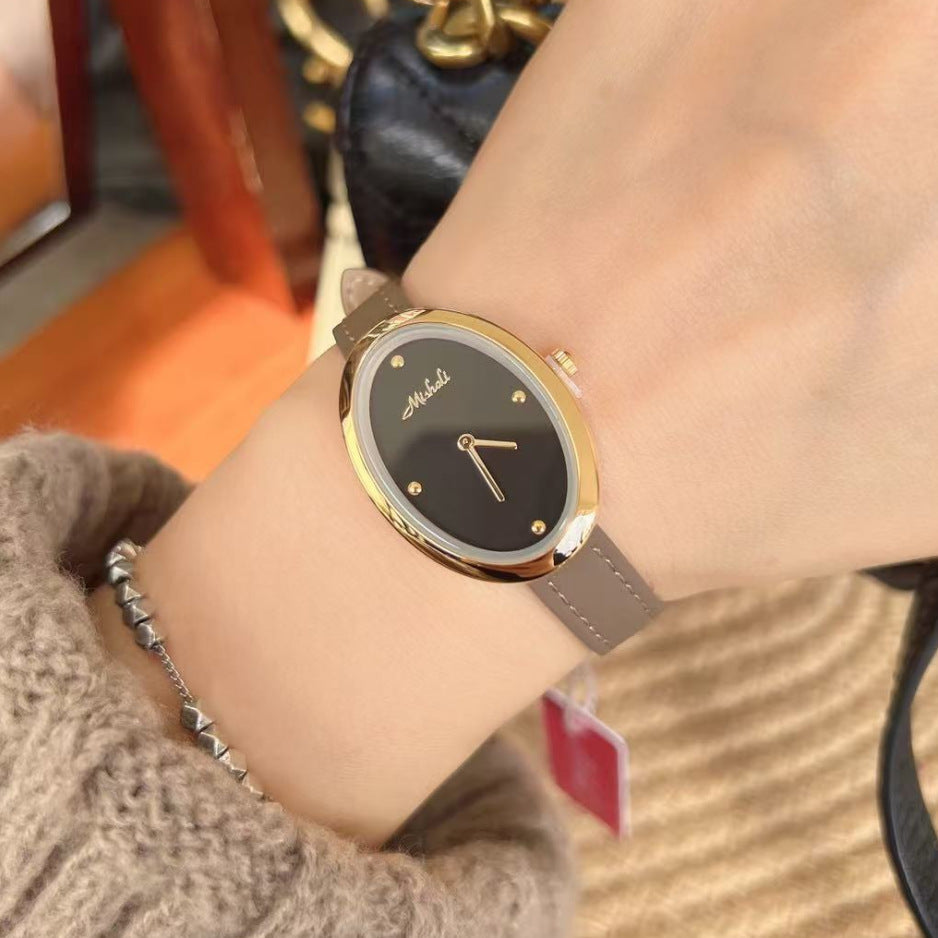 Oval Minimal Leather Watch