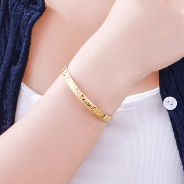Striped Faux Gold Stainless Steel Bracelet