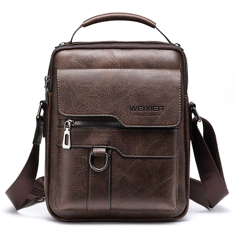 PU Leather Men's Retro Vertical Business Crossbody
