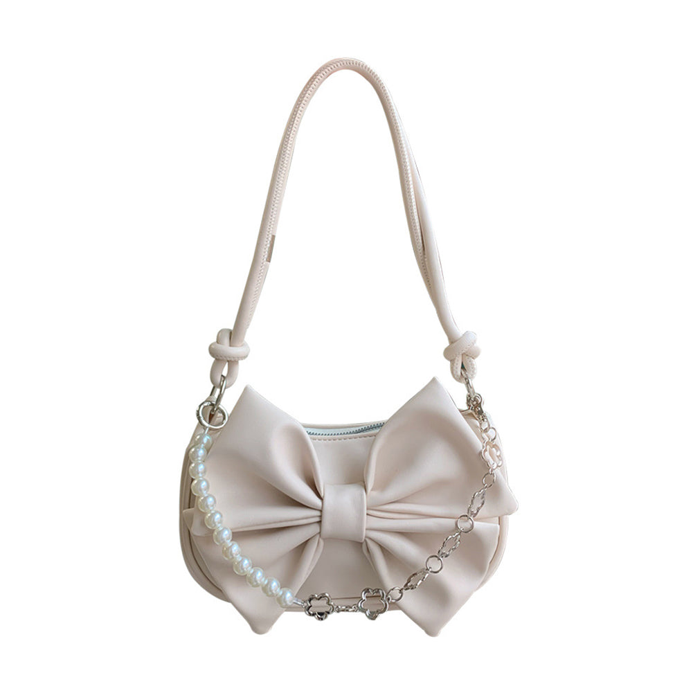 Hot Girl  Textured Mini Bow Underarm Shoulder Bag