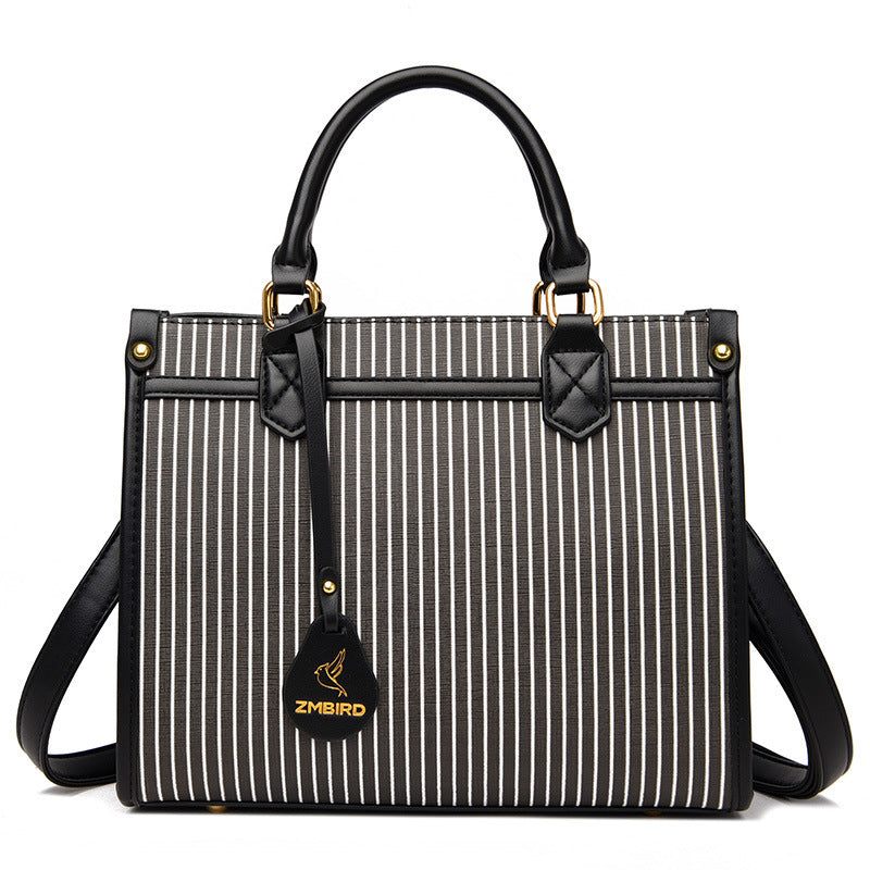Urban Edge Striped Structured Women's Fashion Handbag