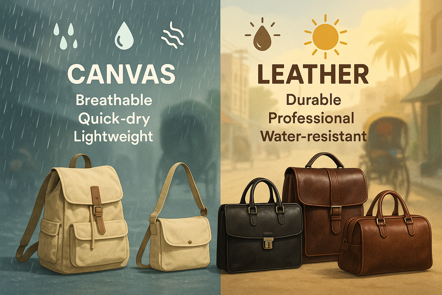 Canvas vs Leather Bags