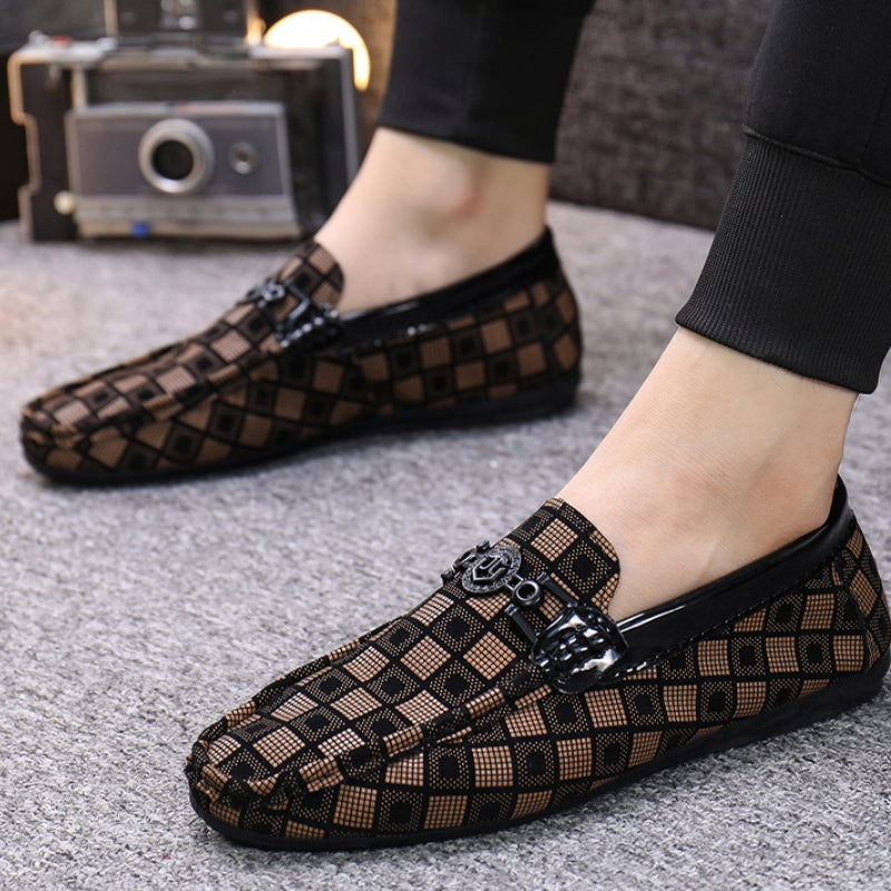 Men's Geometric Pattern Slip On Loafers