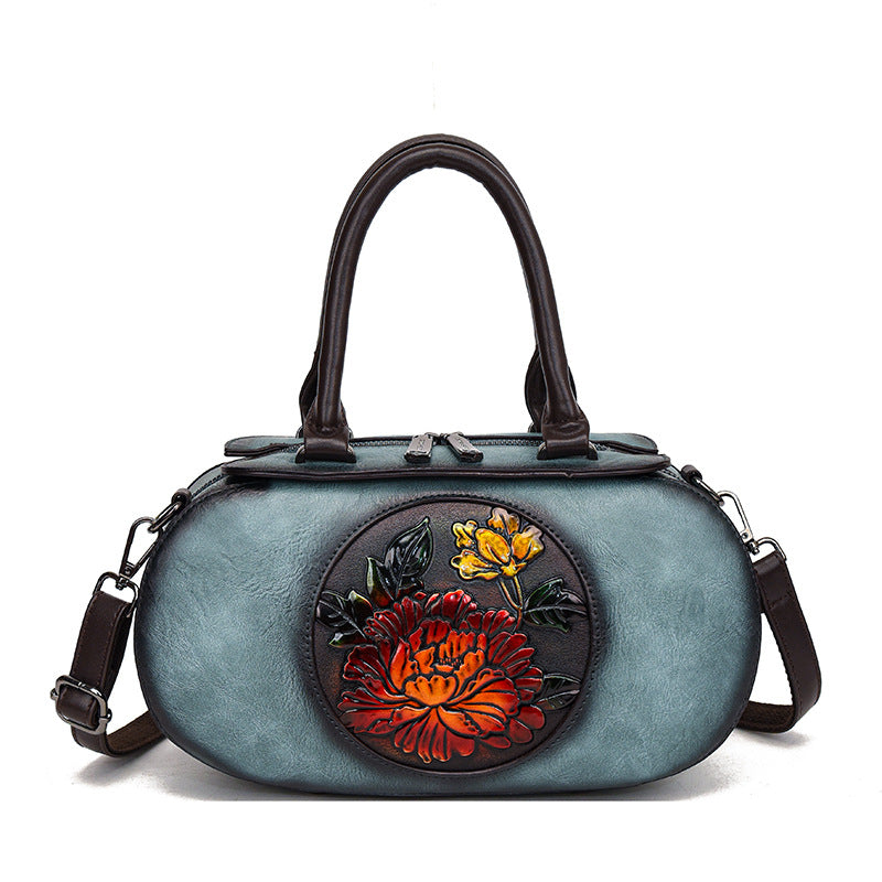 Cylindrical Retro  Handbag with National Style