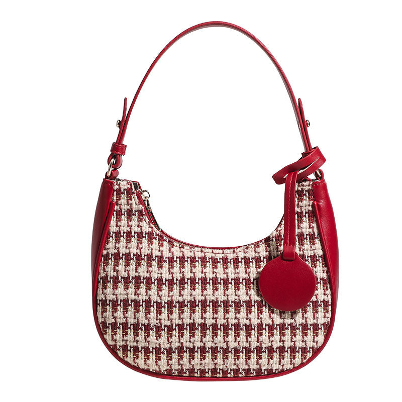 Stylish Houndstooth Women's Saddle Bag