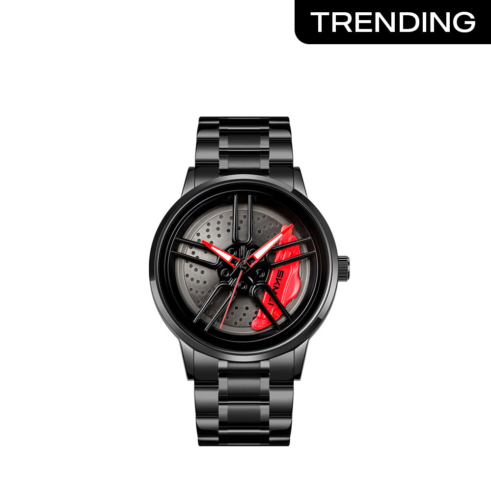 Stainless Steel Wheel Dial Quartz Watch