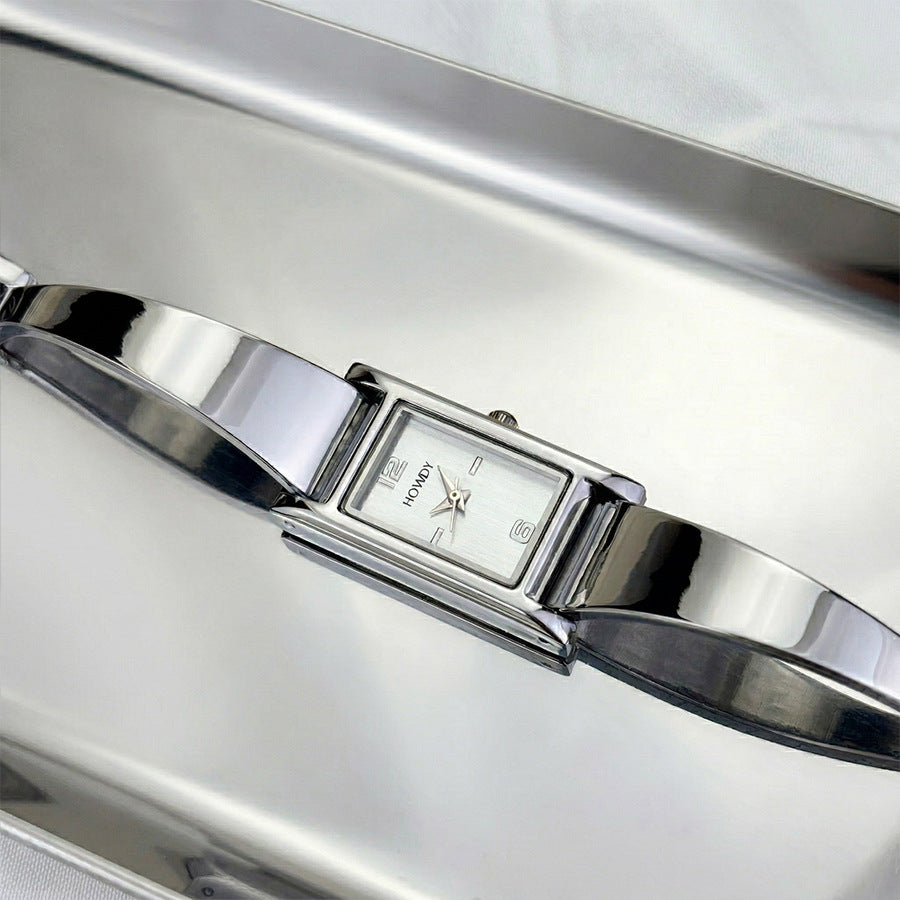 Slim Rectangular Gold Cuff Watch