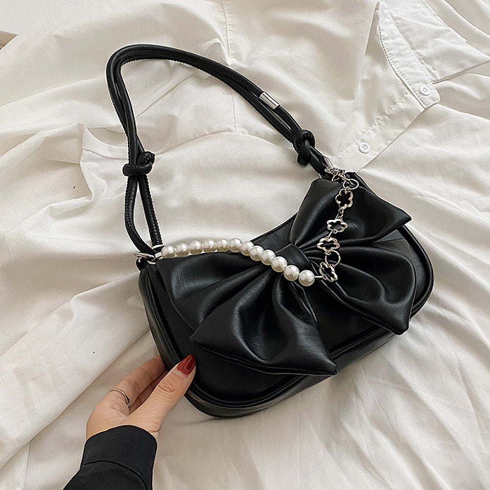 Hot Girl  Textured Mini Bow Underarm Shoulder Bag