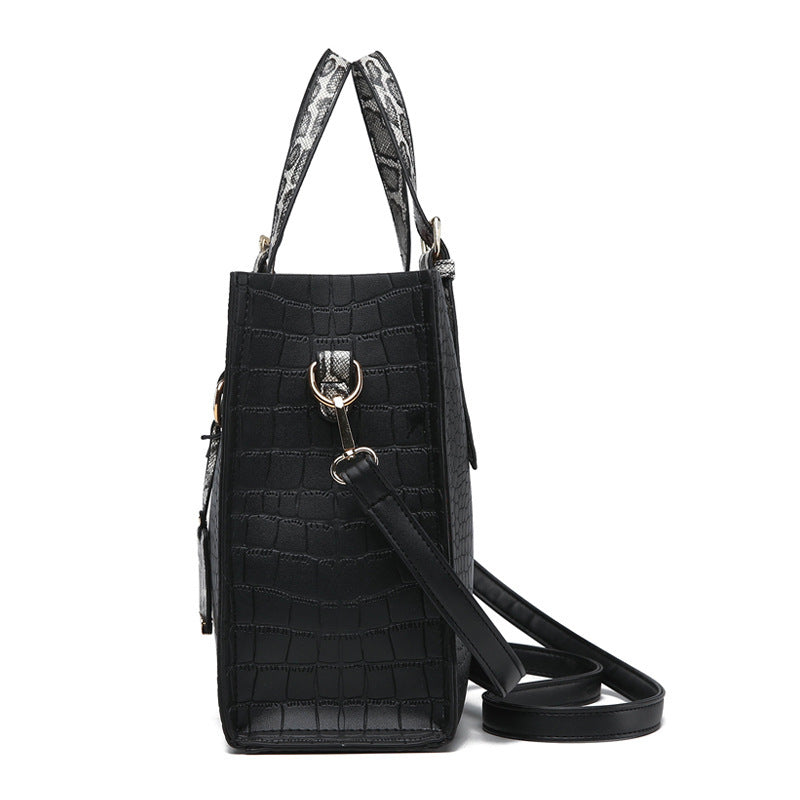 Crocodile Pattern  Shoulder Handbag with Pendant