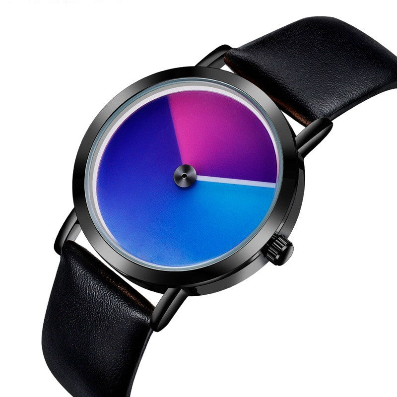 Gradient Dial Leather Watch