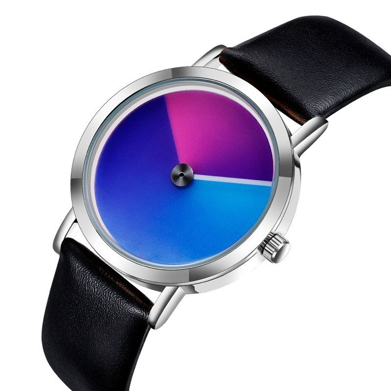 Gradient Dial Leather Watch