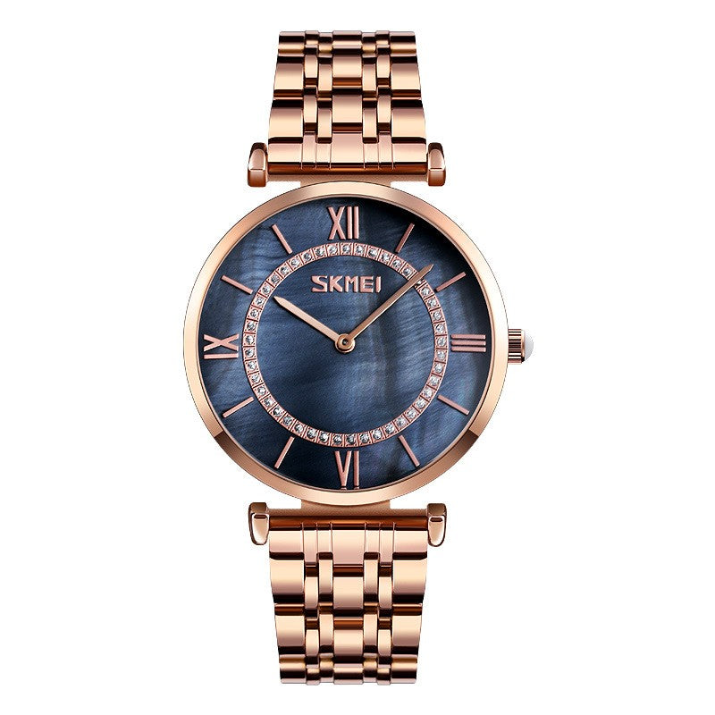 Elegant Slim Dial Steel Quartz Watch for Women