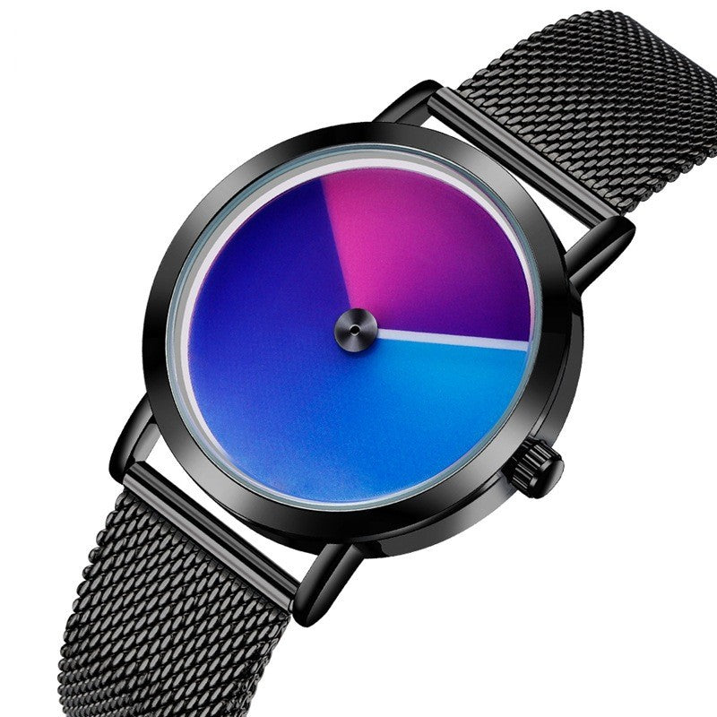 Gradient Dial Leather Watch