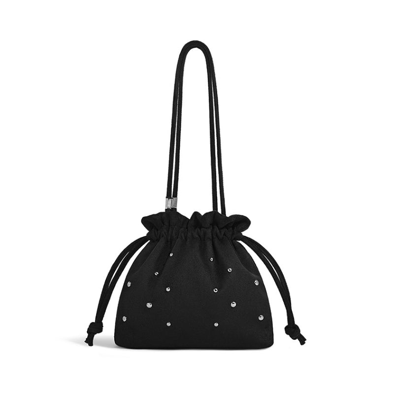 Women's Studded Suede Texture Bucket Bag