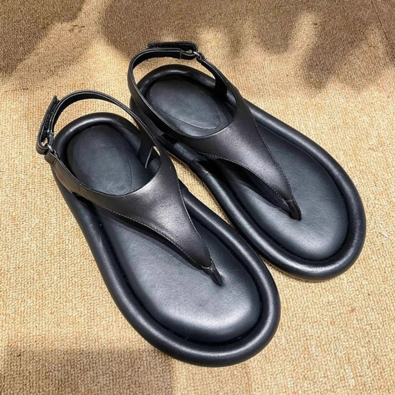 Women Minimalist Puffy Thong Sandals with Backstrap