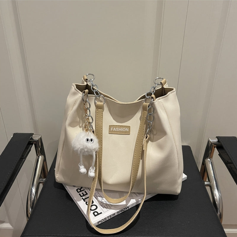 Women's Sleek Shoulder Bag with Chain Accents