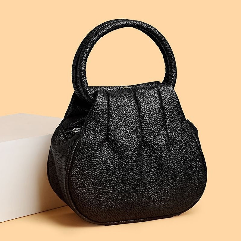 Sophisticated Ruched Handbag with Circular Top Handle