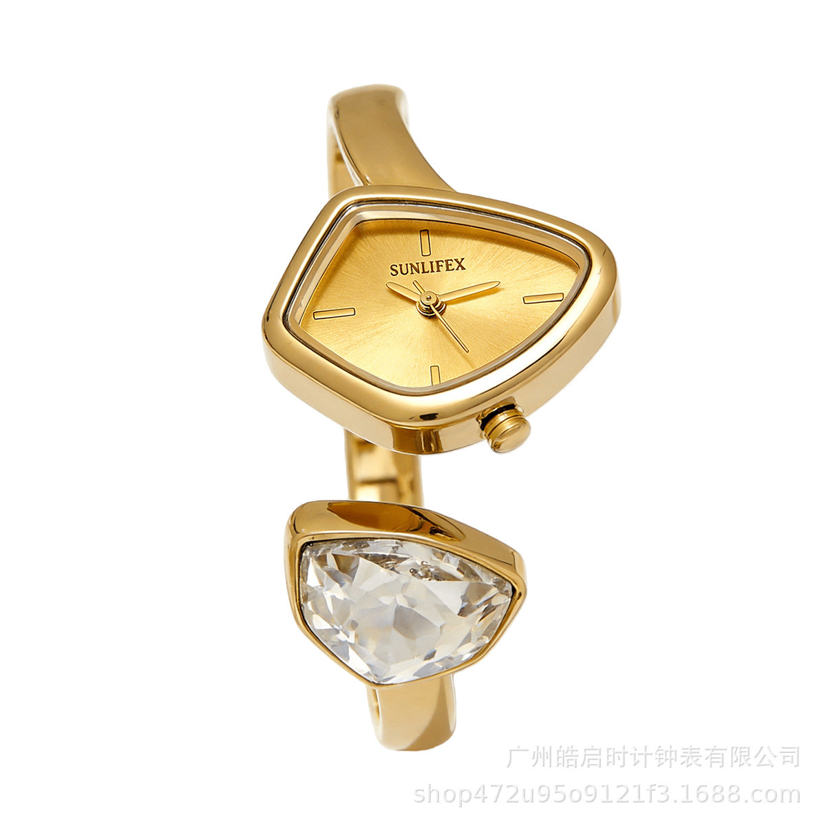 Crystal Curve Gold Bracelet Watch