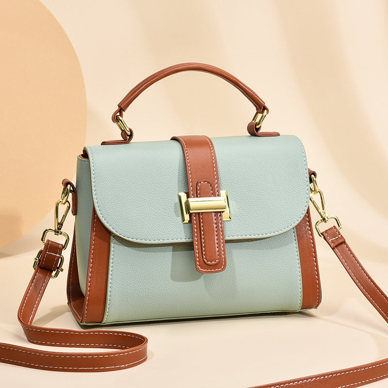 Women's Elegant Contrast-Stitched Handbag