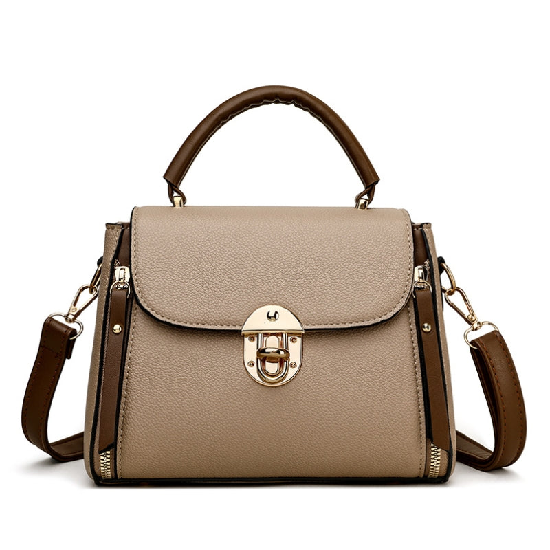 Classic Lock Front Women Handbag with Top Handle