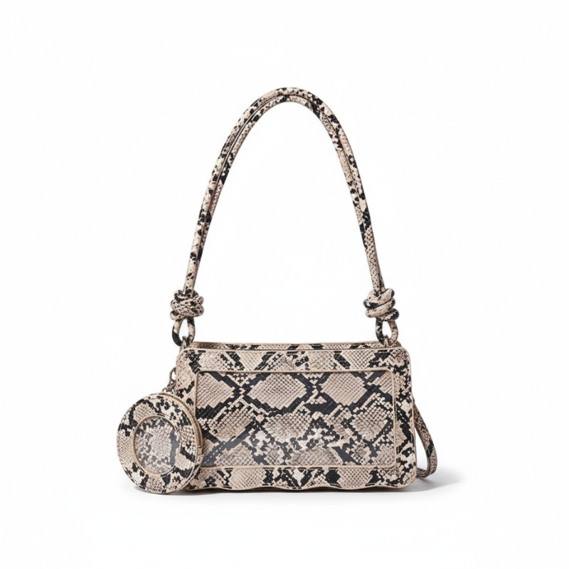 Serpent Embossed Shoulder Bag