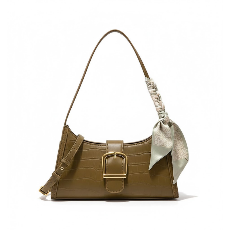 Vintage Buckle Baguette Shoulder Bag