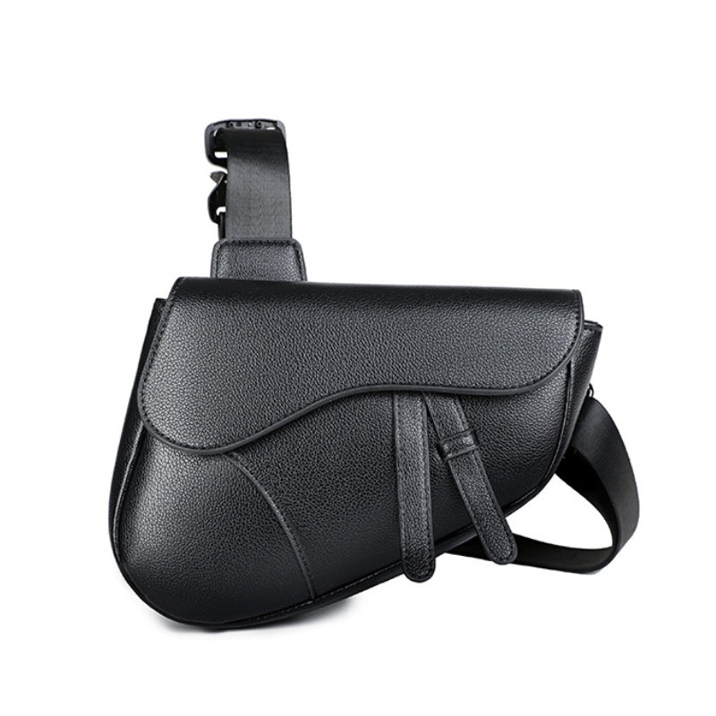 Soft Curve Textured Men's Crossbody saddle Bag