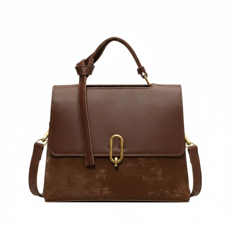 Retro Gold Clasp Messenger Handbag