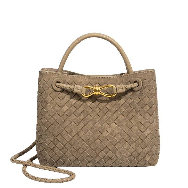 Retro Suede Woven Handbag