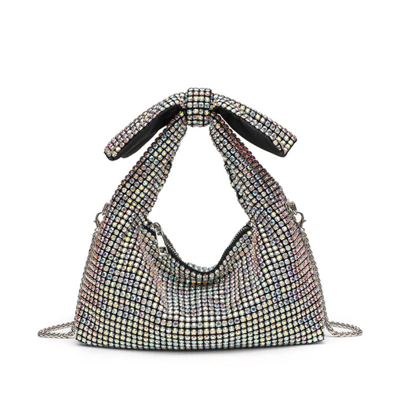 Sparkling Crystal Bow Accent Handbag